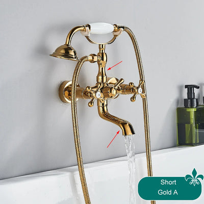 Waterfall Bathtub Faucet Brass Telephone Style Golden Finish
