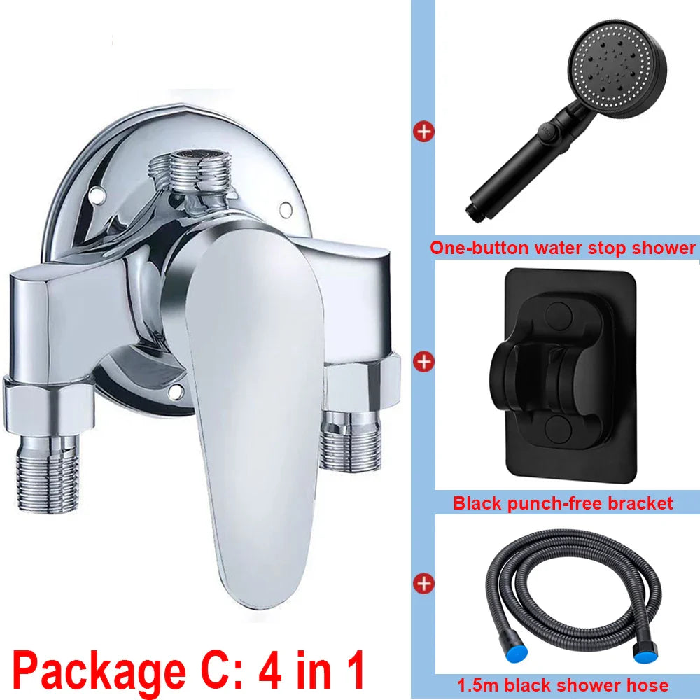 G1/2 Bathtub Shower Faucet Hot Cold Water Mixing Valve Set
