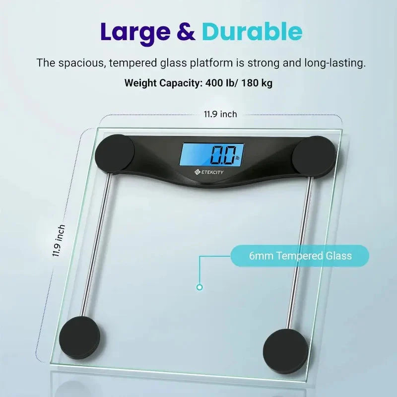 Digital Body Weight Bathroom Scale With Large Blue LCD Display