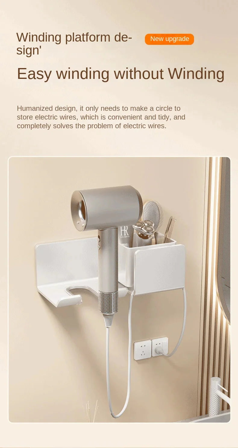 Hair Dryer Holder Wall Mount Stand For Bathroom Accessories