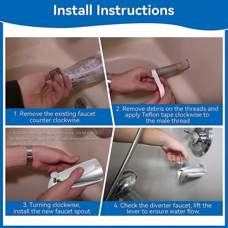 Bathroom Tub Spout 5 1/4 Inch Reach Wall Mount With Shower