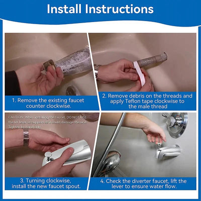 Bathroom Tub Spout 5 1/4 Inch Reach Wall Mount With Shower