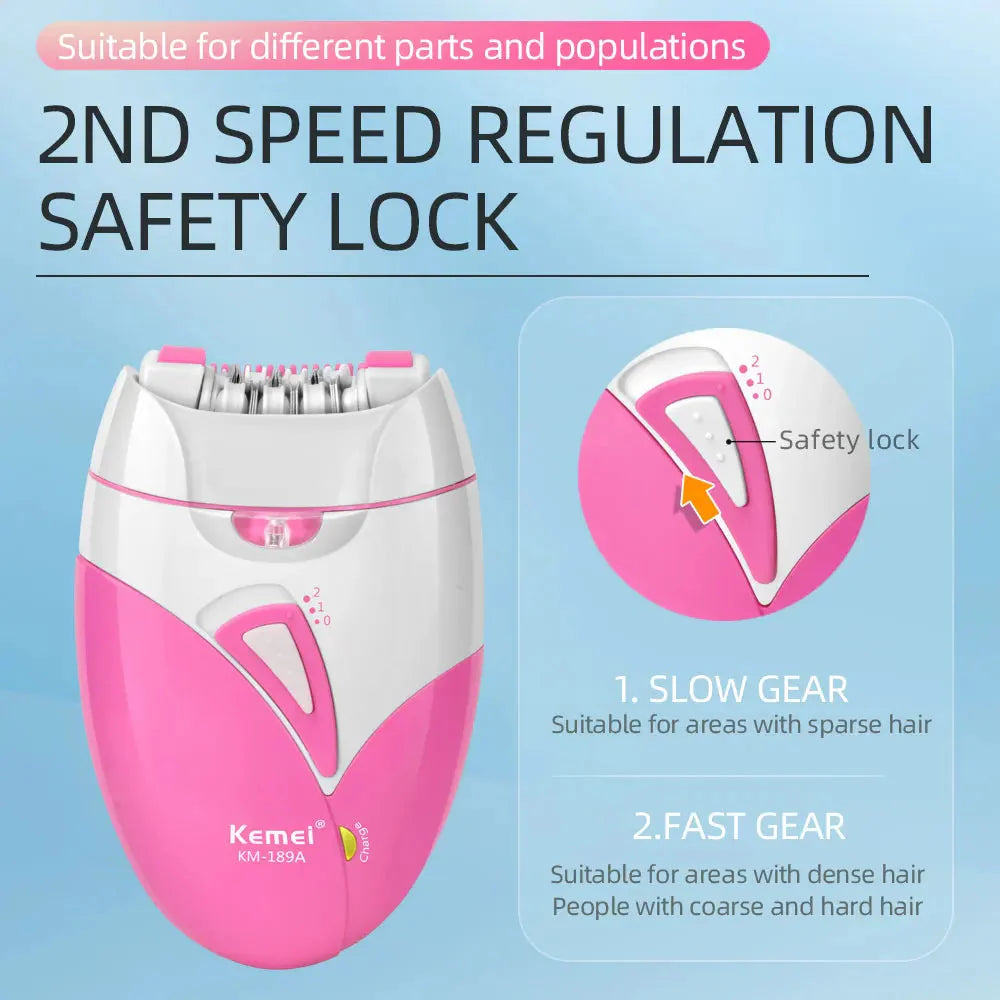 Kemei Women's Electric Epilator Rechargeable Hair Removal Device