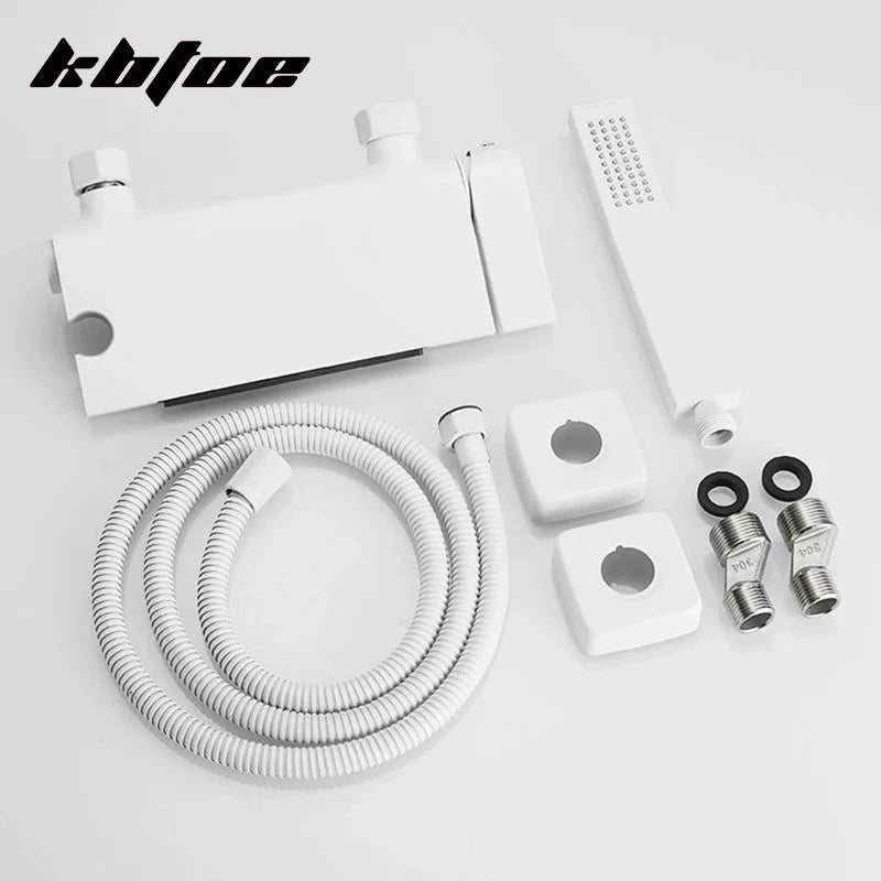 White Black Waterfall Bathtub Faucet With Handheld Shower Set