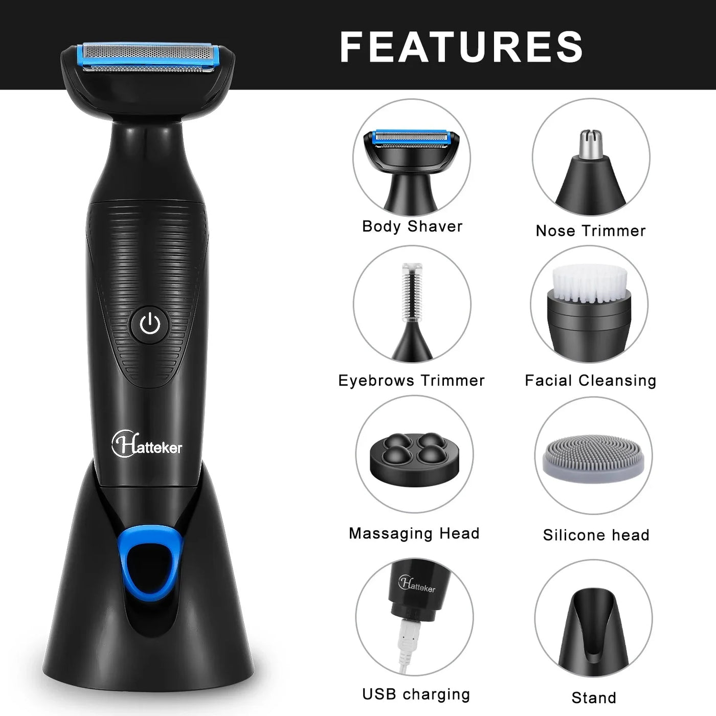 6 In 1 Men's Hair Trimmer Eyebrow Nose Ear Sideburns Grooming Kit
