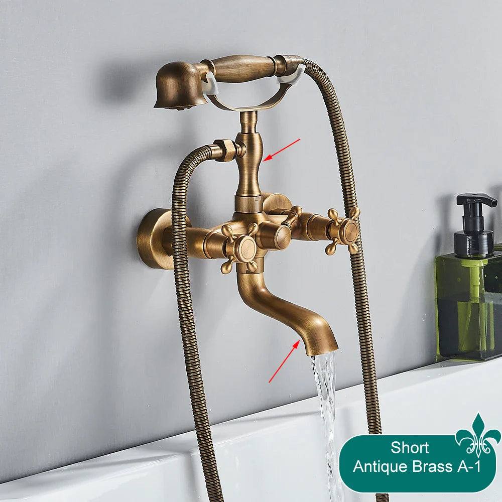 Waterfall Bathtub Faucet Brass Telephone Style Golden Finish