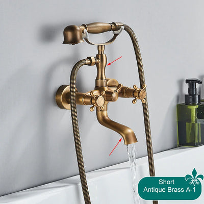Waterfall Bathtub Faucet Brass Telephone Style Golden Finish