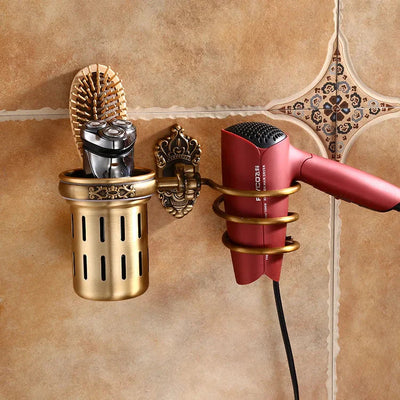 Hair Dryer Holder Aluminum Bathroom Shelf Vintage Style