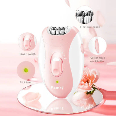 Kemei Rechargeable Women Electric Epilator For Facial And Body Hair Removal