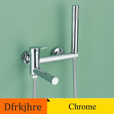 Bathtub Faucet Wall Mounted Brushed Gold Rotatable Shower Set