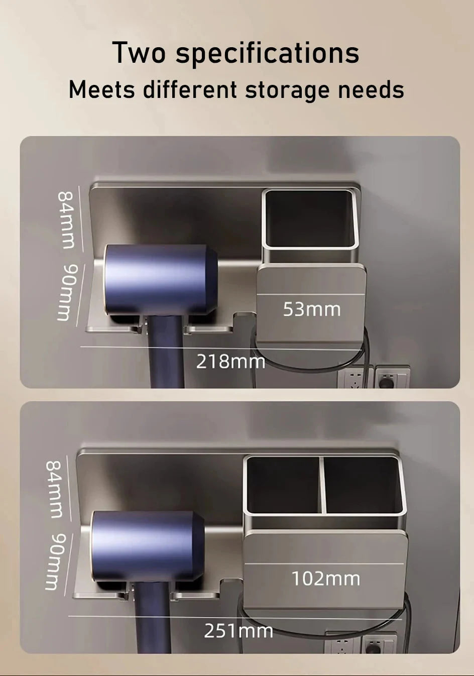 Hair Dryer Holder Shelf Bathroom Organizer For Blower And Accessories