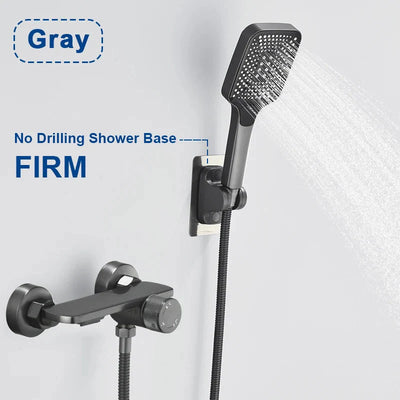 Gray Waterfall Bathtub Faucet Brass Chrome Wall Mount With Hand Shower