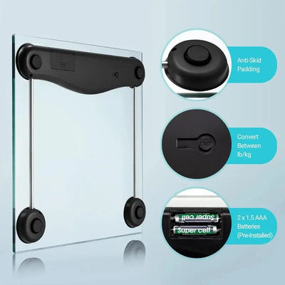 Digital Body Weight Bathroom Scale With Large Blue LCD Display