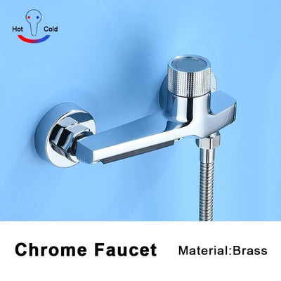 Gray Waterfall Bathtub Faucet With Brass Hand Shower Set
