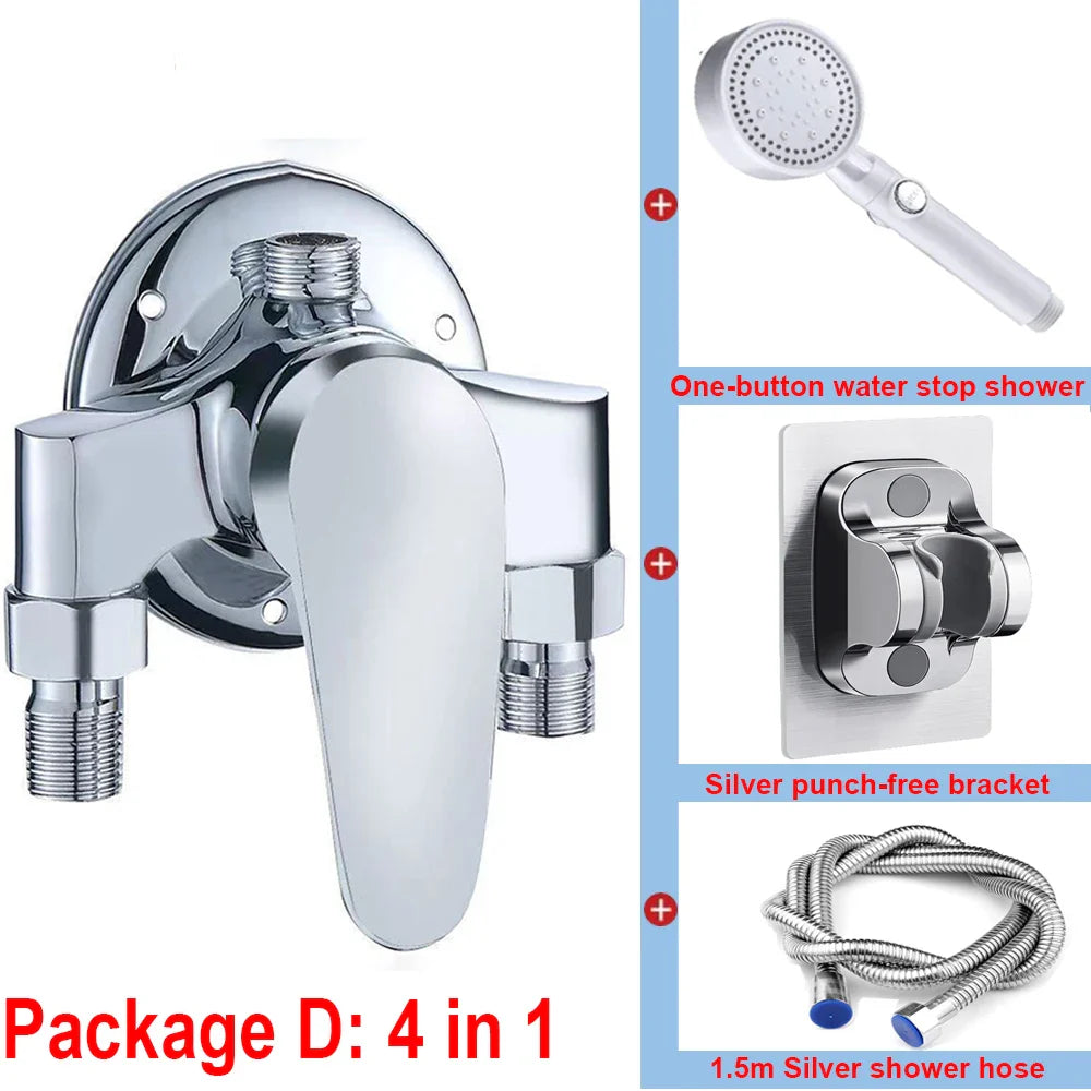 G1/2 Bathtub Shower Faucet Hot Cold Water Mixing Valve Set