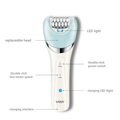Women Electric Shaver Epilator For Legs Body Wet Dry Bikini Trimmer