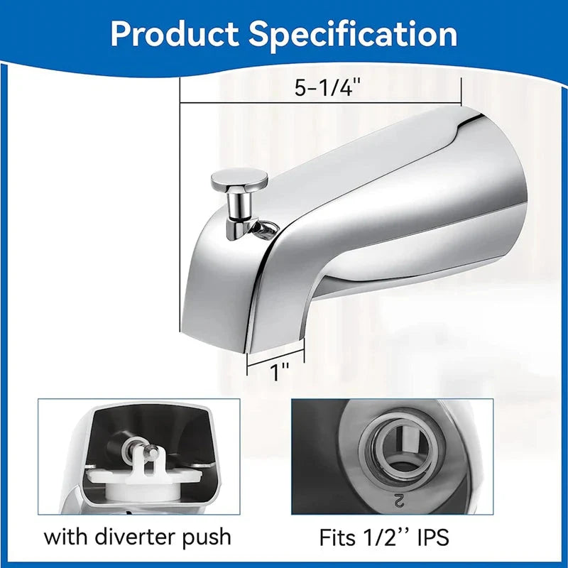 Bathroom Tub Spout 5 1/4 Inch Reach Wall Mount With Shower