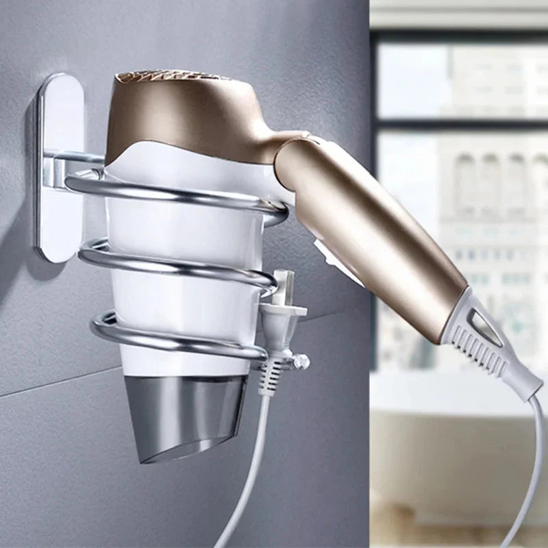 Perforated Space Aluminum Hair Dryer Holder Wall Mounted For Bathroom