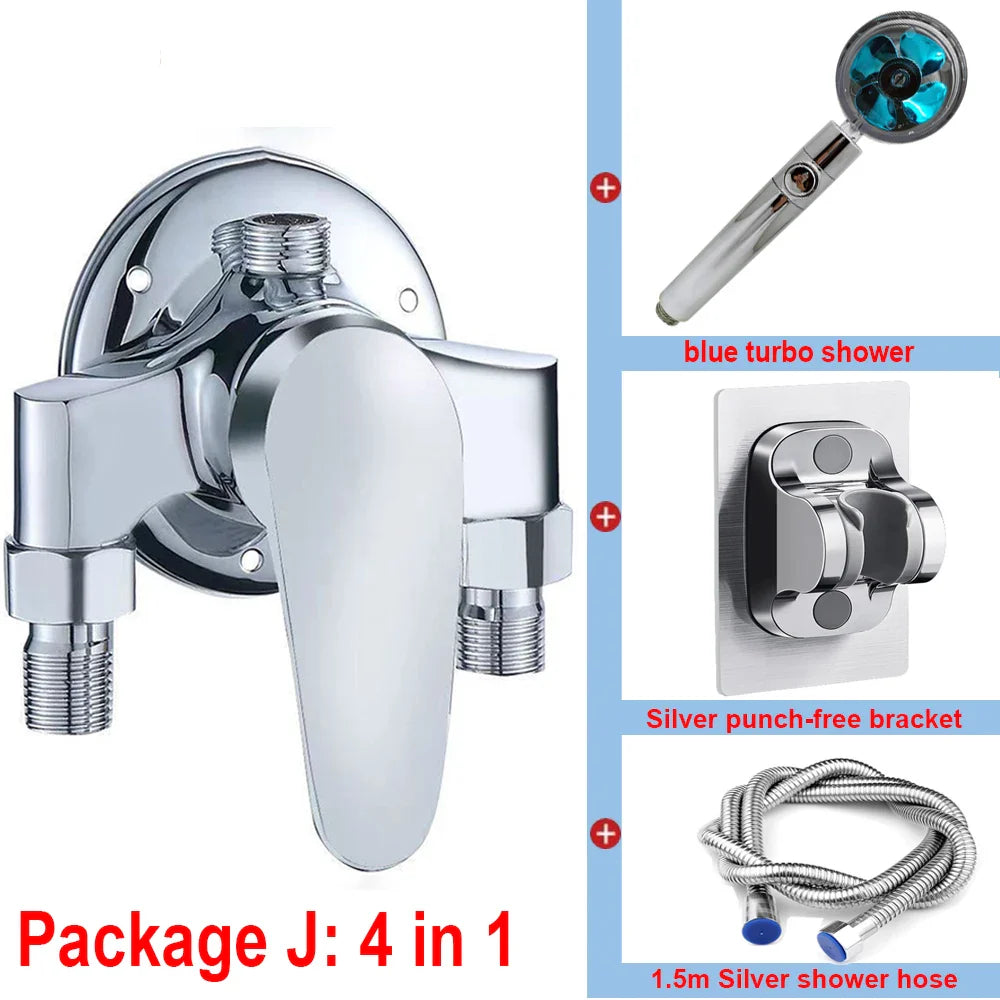 G1/2 Bathtub Shower Faucet Hot Cold Water Mixing Valve Set