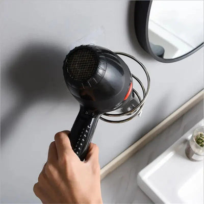 Spiral Wall Mounted Hair Dryer Holder Storage Organizer Rack