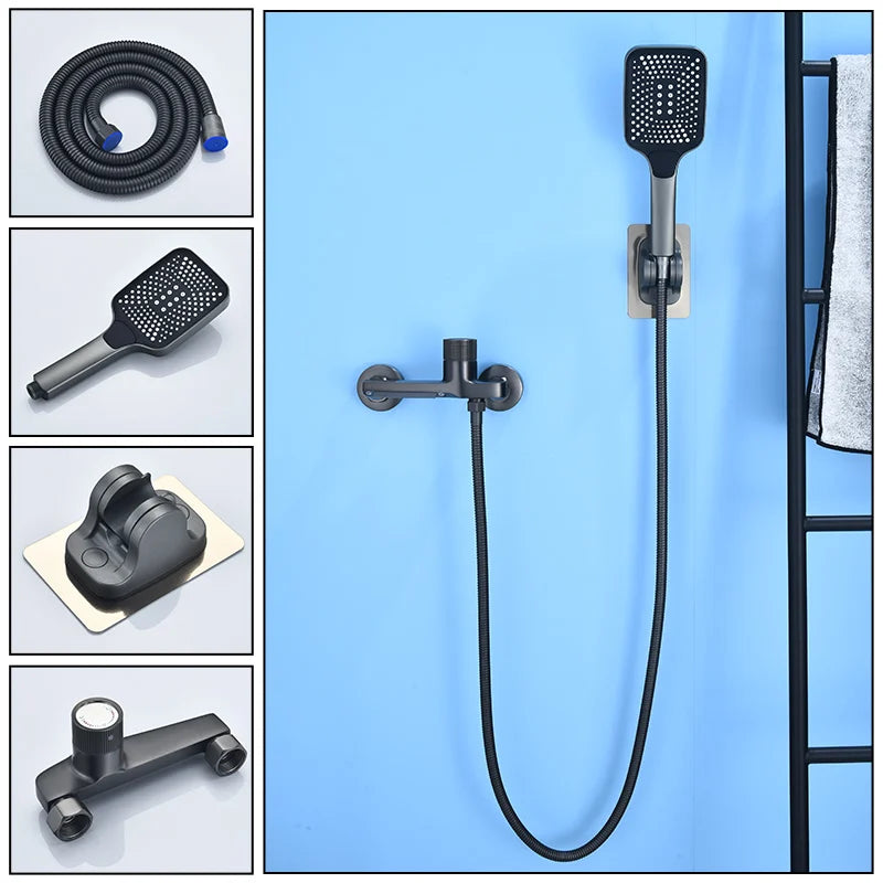 Bathroom Tub Faucet Single Handle Waterfall Spout Mixer With Hand Shower