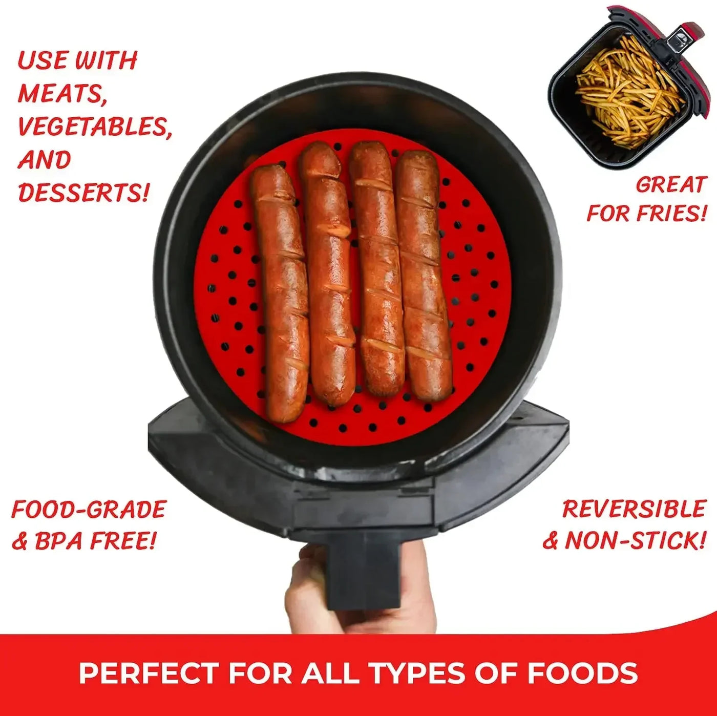 Reusable Silicone Air Fryer Liners Nonstick Heat Resistant Mats