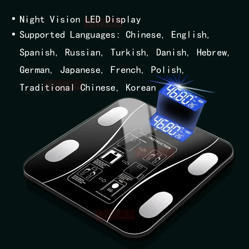 Body Fat Scale Wireless Digital Bathroom Weight Composition Monitor