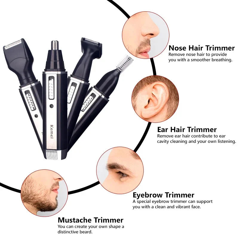 4 In 1 Rechargeable Electric Nose Ear Hair Trimmer For Men Women