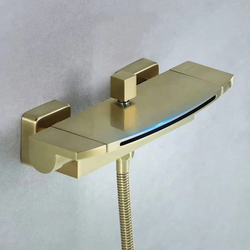 Bathtub Shower Set Wall Mounted Double Handle Gold Bathroom Fixture