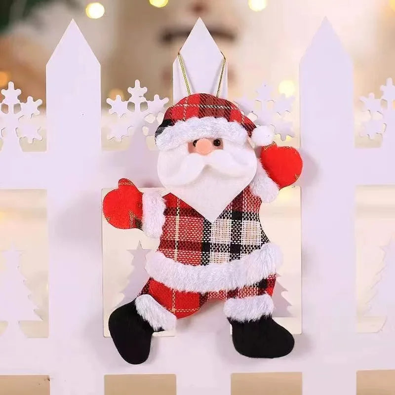 Christmas Tree Plush Ornaments Santa Claus Snowman Holiday Decorations