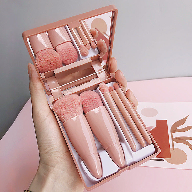 Travel Makeup Brush Set 5 Pieces Portable Cosmetic Brushes Kit