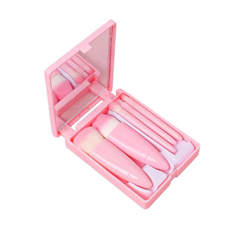 Travel Makeup Brush Set 5 Pieces Portable Cosmetic Brushes Kit