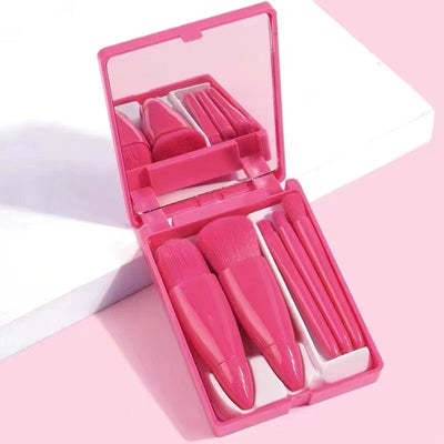 Travel Makeup Brush Set 5 Pieces Portable Cosmetic Brushes Kit