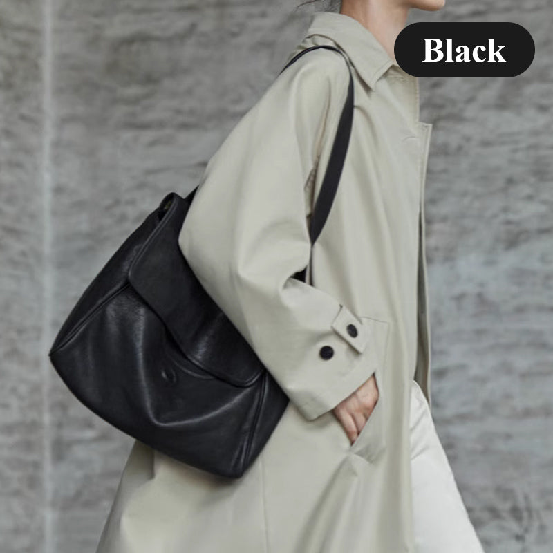 Vintage Cowhide Women's Shoulder Bag Stylish Classic Leather Tote