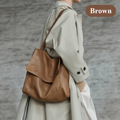 Vintage Cowhide Women's Shoulder Bag Stylish Classic Leather Tote