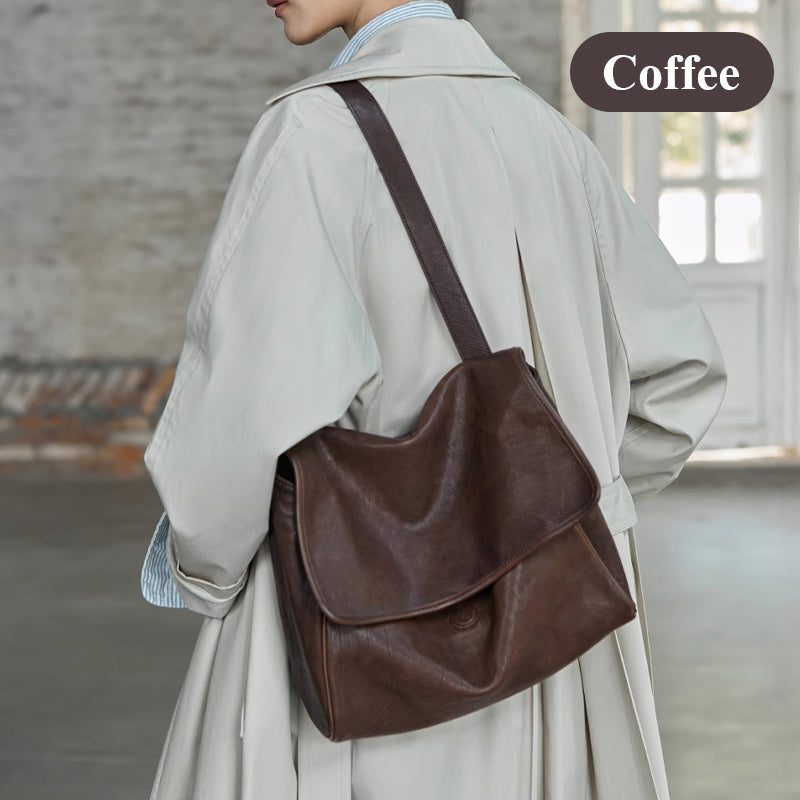 Vintage Cowhide Women's Shoulder Bag Stylish Classic Leather Tote