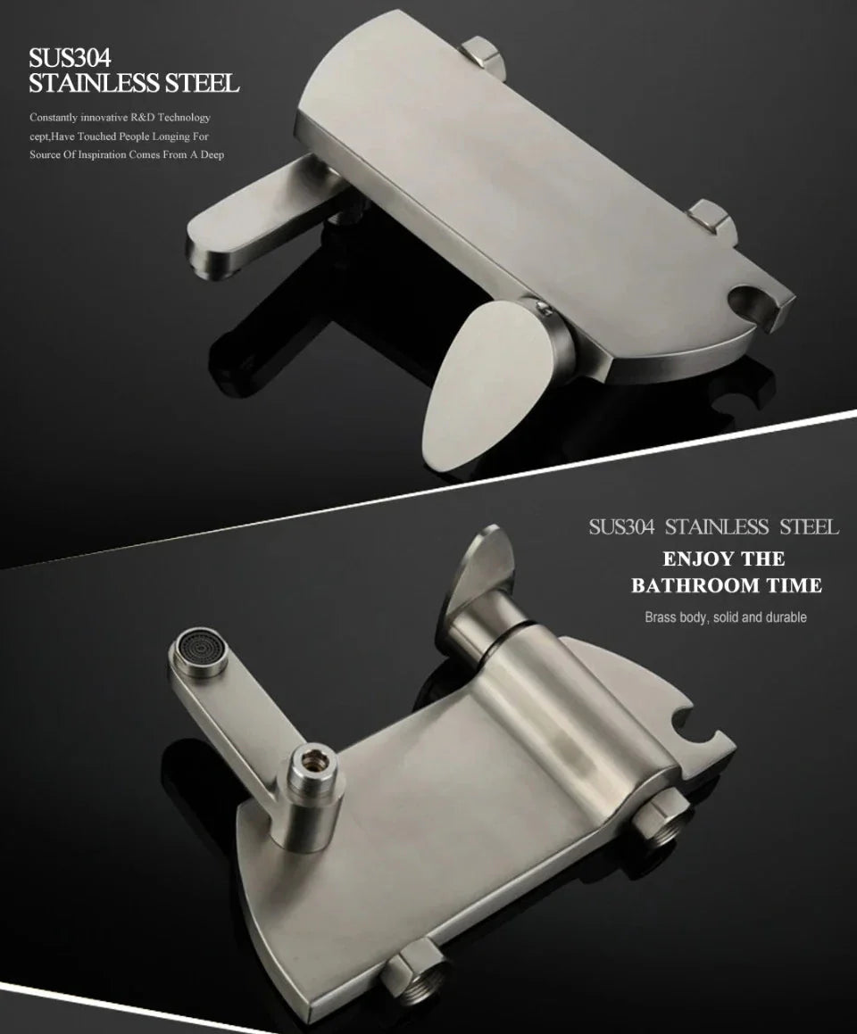 Bathtub Shower Faucet Set Brushed Finish Tub And Shower Combo