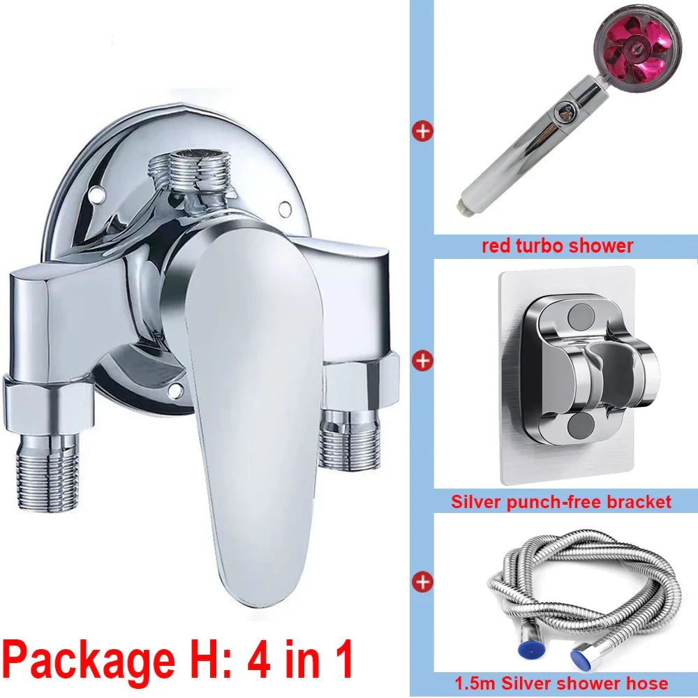 G1/2 Bathtub Shower Faucet Hot Cold Water Mixing Valve Set