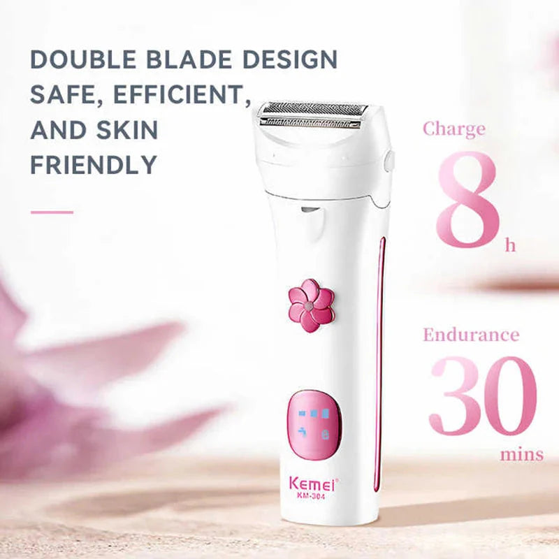 Kemei Women Electric Shaver For Legs Body Bikini Face Trimmer