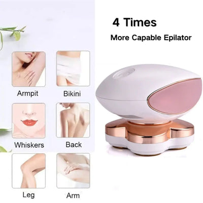 Rechargeable Lady Epilator For Face Legs Arms 4x Hair Removal Power