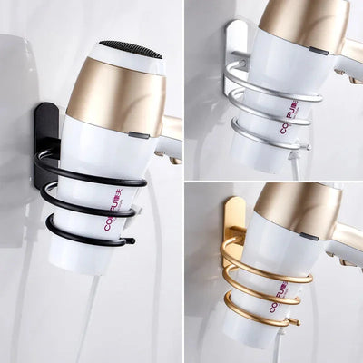 Perforated Space Aluminum Hair Dryer Holder Wall Mounted For Bathroom