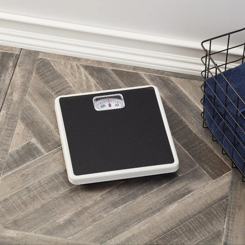Analog Dial Bathroom Scale Black 300 Lb Capacity Easy Read