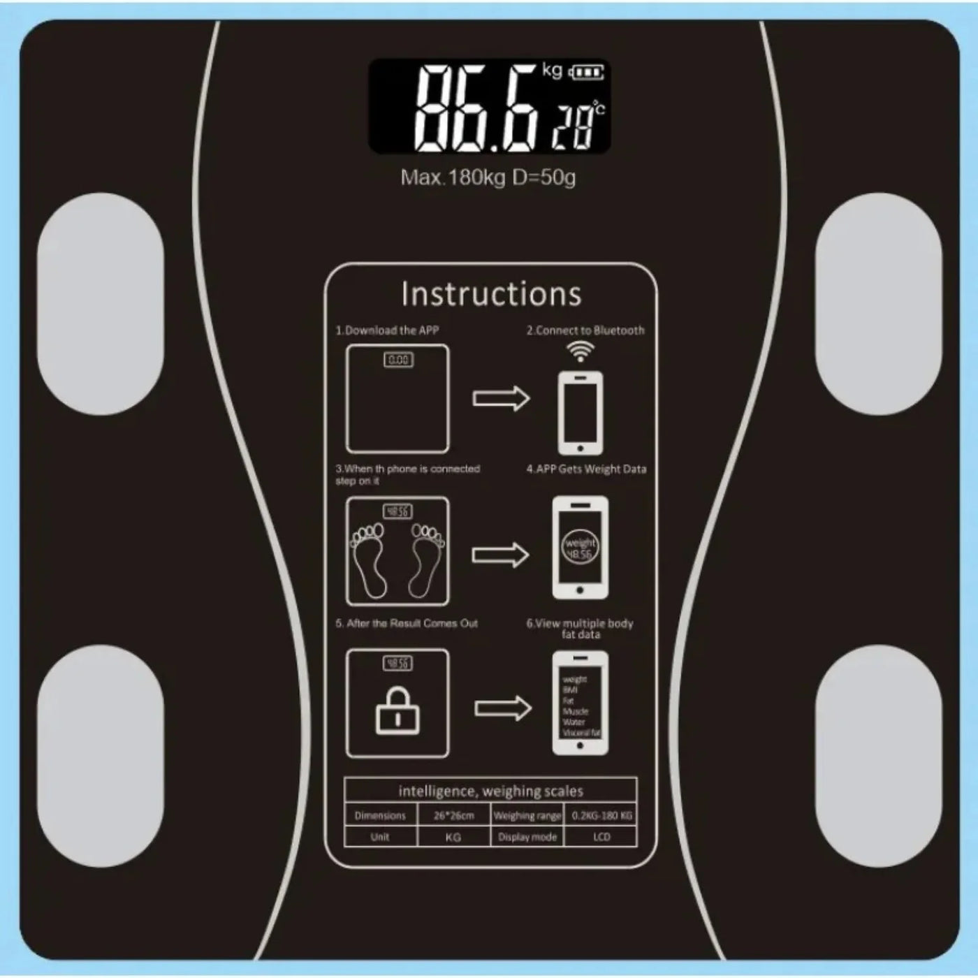 Digital Bathroom Weighing Scale With BMI Body Fat Muscle Analysis