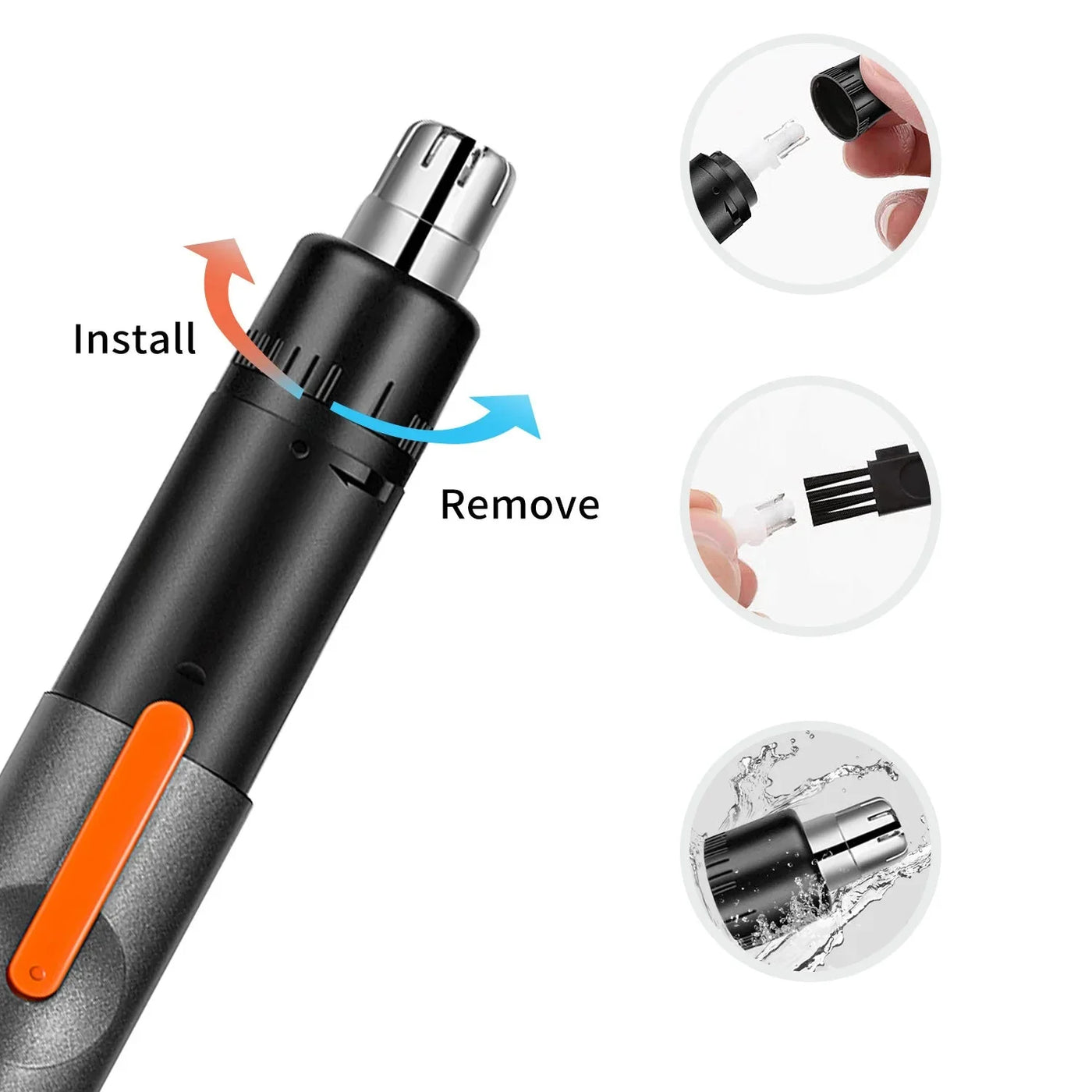 Nose And Ear Hair Trimmer Portable USB Charging Rotating Groomer
