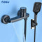 Gray Waterfall Bathtub Faucet With Brass Hand Shower Set