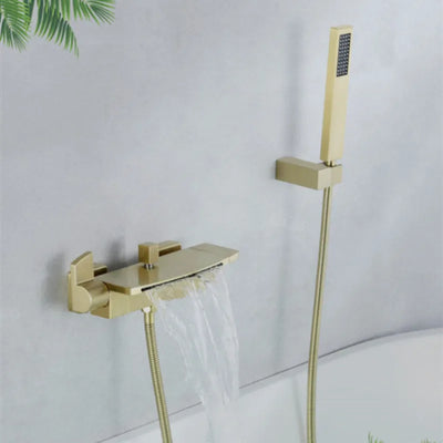 Bathtub Shower Set Wall Mounted Double Handle Gold Bathroom Fixture