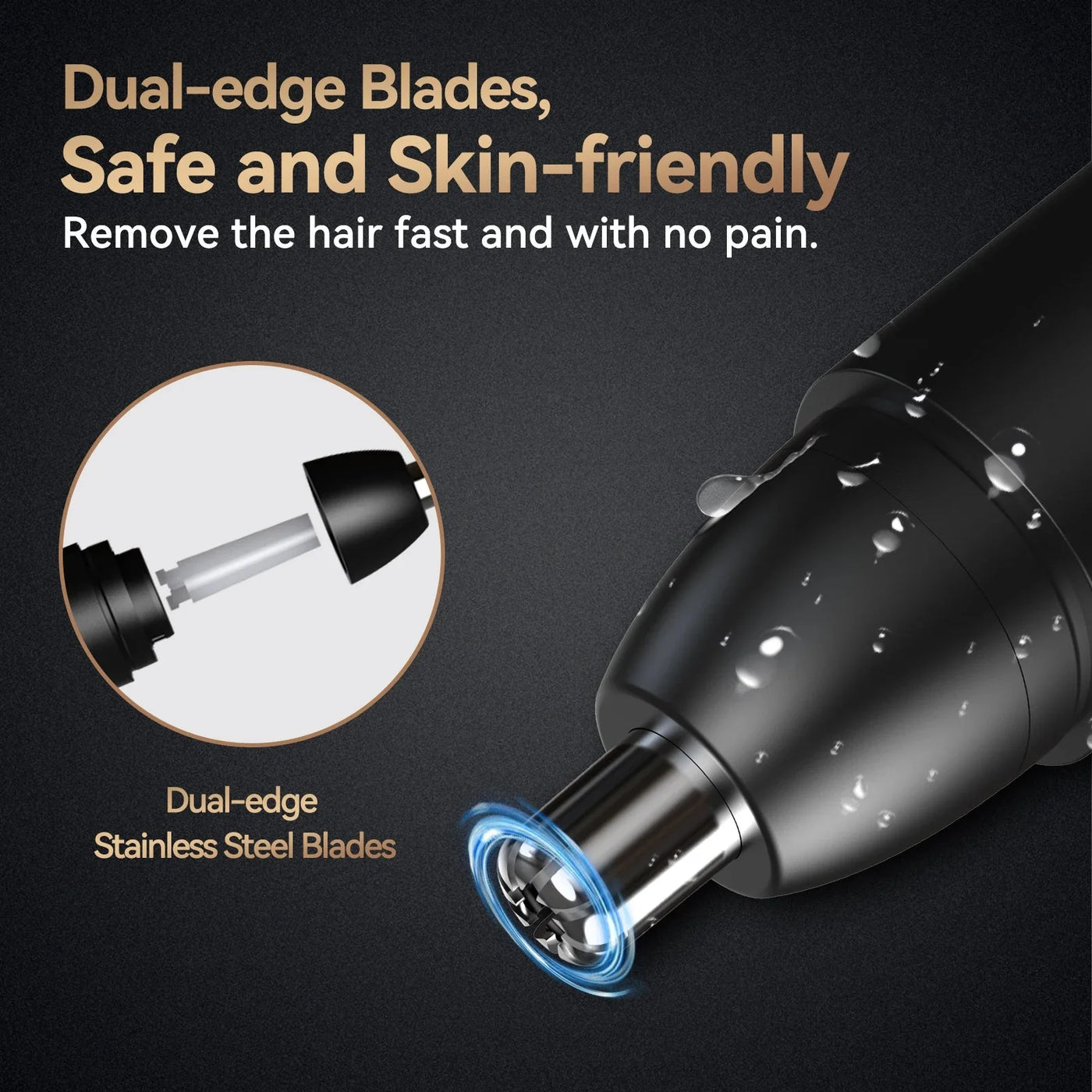 Nose Hair Trimmer For Men Rechargeable 360 Rotating Dual-Blade Shaver