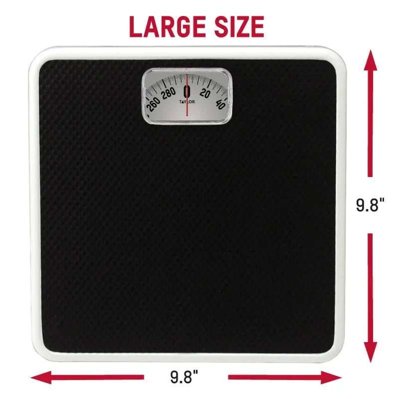 Analog Dial Bathroom Scale Black 300 Lb Capacity Easy Read
