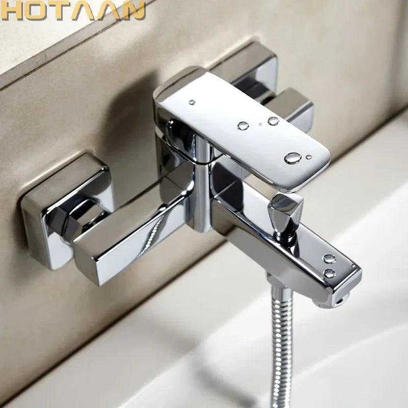 Polished Chrome Wall Mounted Waterfall Bathtub Faucet Modern Design