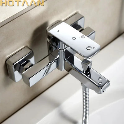 Polished Chrome Wall Mounted Waterfall Bathtub Faucet Modern Design